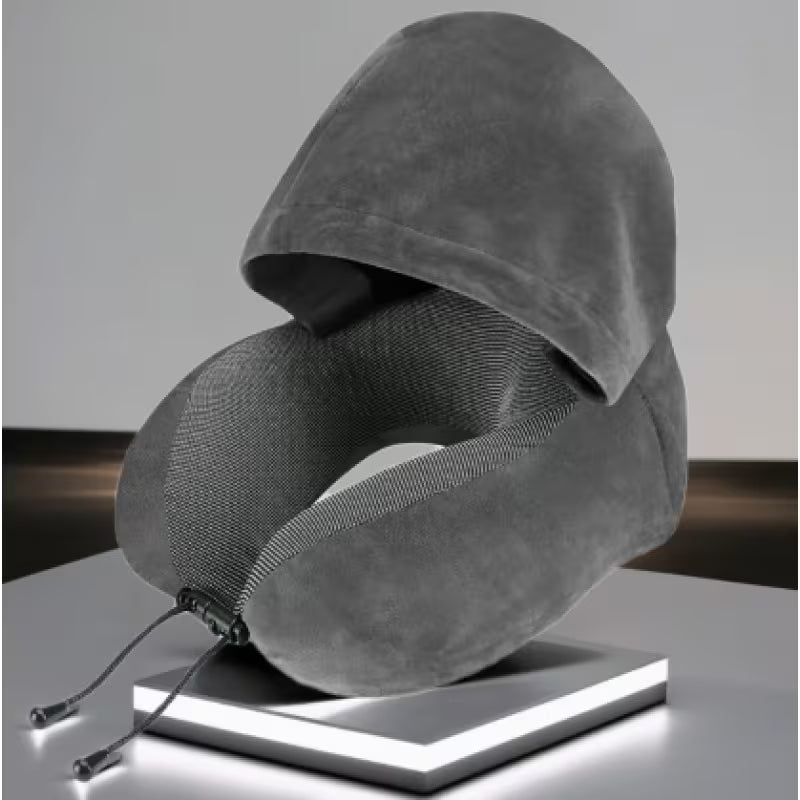 Travel Neck Pillow with Hood & Eye Mask