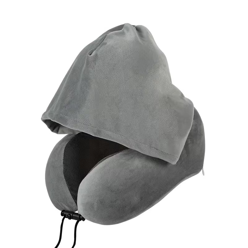 Travel Neck Pillow with Hood & Eye Mask